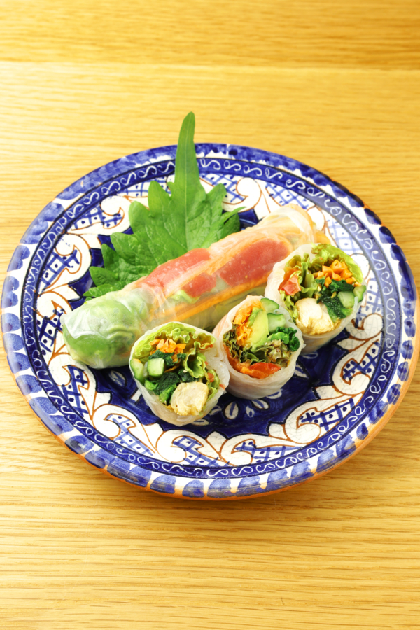 菜の花、味噌ささみの生春巻の画像